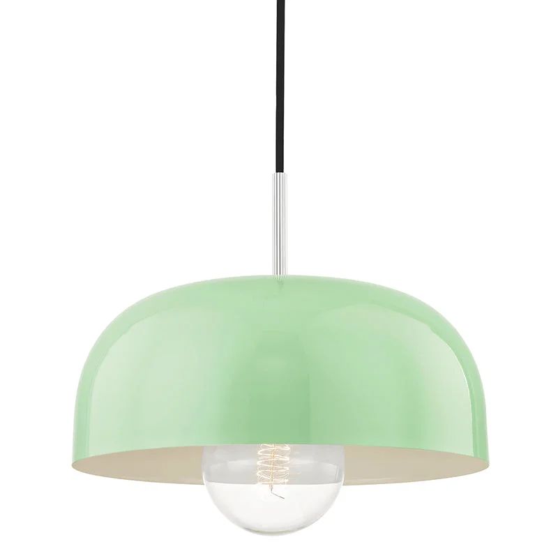 Moroccan Ceiling Lights with Colorful Stained Glass and Geometric CarvingsMoroccan Ceiling Lights with Colorful Stained Glass and Geometric CarvingsMitzi Avery H199701L-PN/MNT Pendant Light - Polished Nickel/Mint