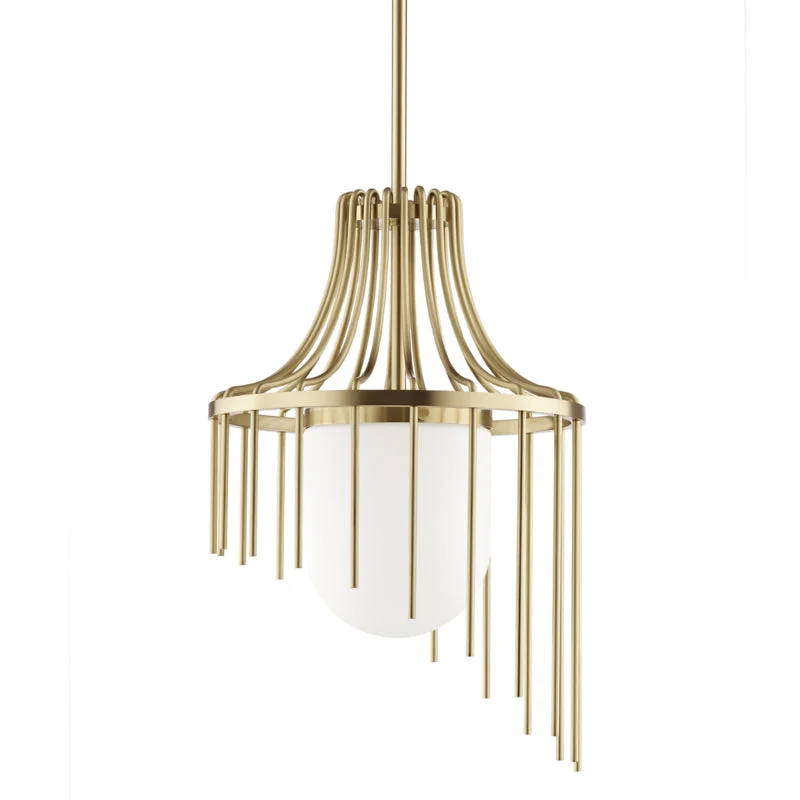 Tropical - Themed Ceiling Lights with Palm - Leaf Shapes and Rattan WrapsTropical - Themed Ceiling Lights with Palm - Leaf Shapes and Rattan WrapsMitzi Kylie H266701L-AGB Pendant Light - Aged Brass
