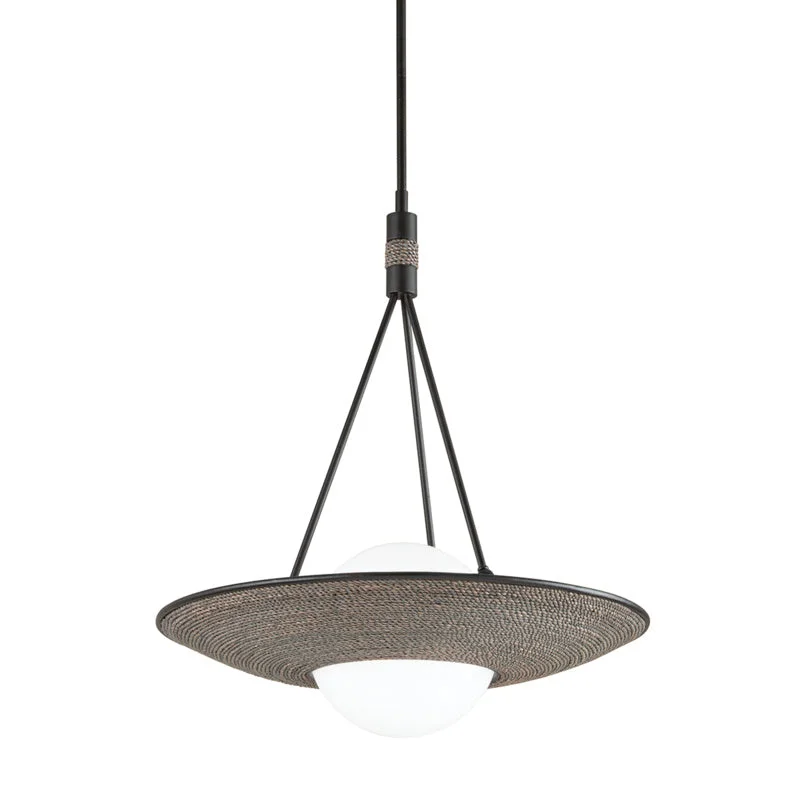Contemporary Ceiling Lights with Unique, Abstract ShapesContemporary Ceiling Lights with Unique, Abstract ShapesTroy Marius F7821-S-TBK Pendant Light - Textured Black/Grey Rope
