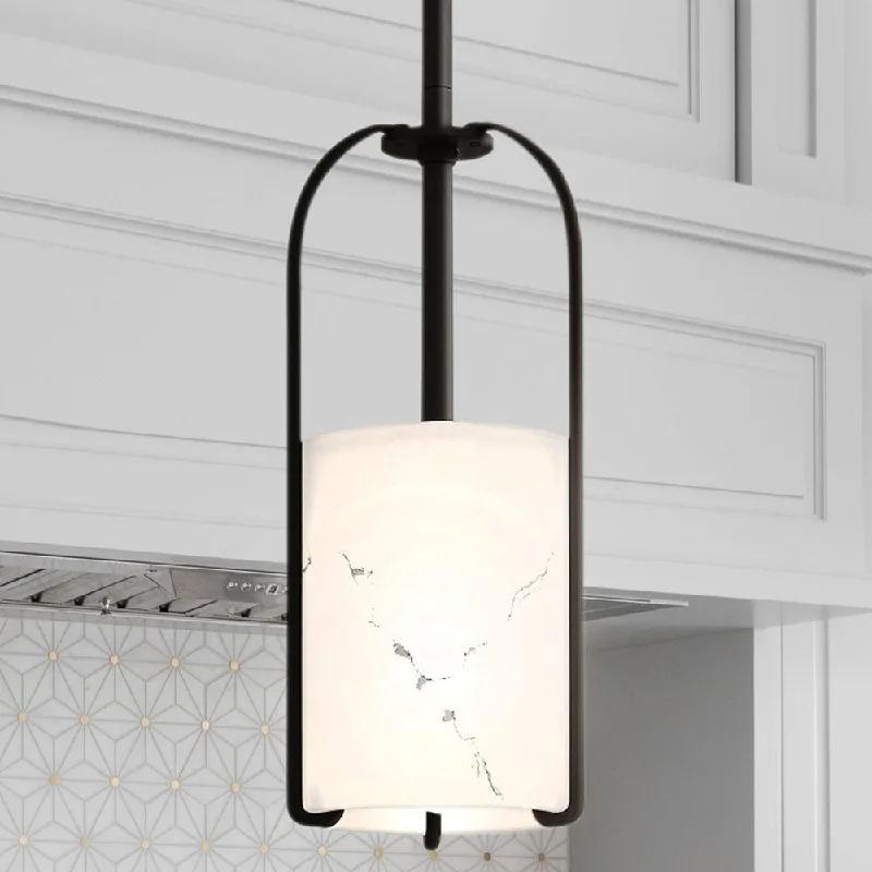 Japanese - Inspired Ceiling Lights with Shoji - Screen - like DiffusersJapanese - Inspired Ceiling Lights with Shoji - Screen - like DiffusersUQL5351 Mid-Century Modern Indoor Pendant, 11.75''H x 5.25''W x 5.25''D, Matte Black Finish, Kempten Collection
