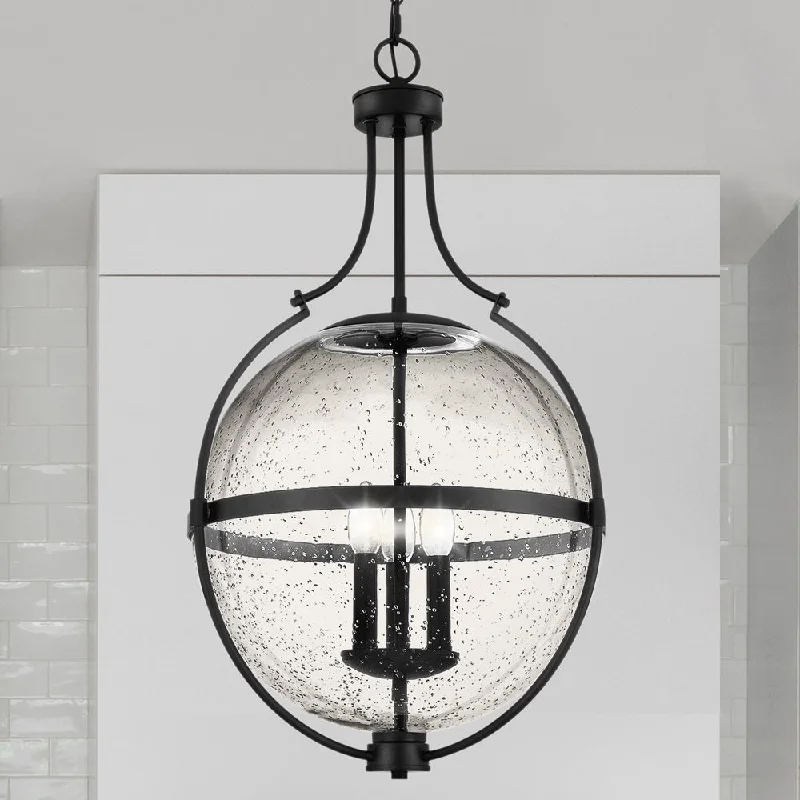Art Deco Ceiling Lights with Geometric Patterns and Metallic FinishesArt Deco Ceiling Lights with Geometric Patterns and Metallic FinishesUQL5691 New Traditional Indoor Pendant, 29''H x 17.5''W x 17.5''D, Matte Black Finish, Zennor Collection