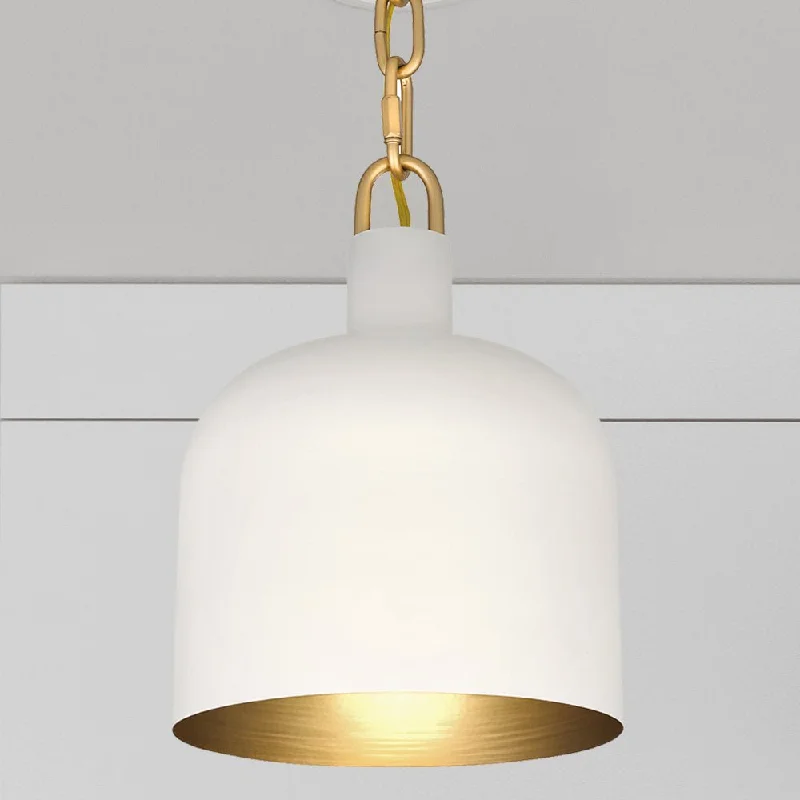 Steampunk Ceiling Lights with Gears, Cogs, and Brass AccentsSteampunk Ceiling Lights with Gears, Cogs, and Brass AccentsUQL5790 Cosmopolitan Indoor Pendant, 11''H x 8''W x 8''D, Matte White Finish, San Sebastian Collection