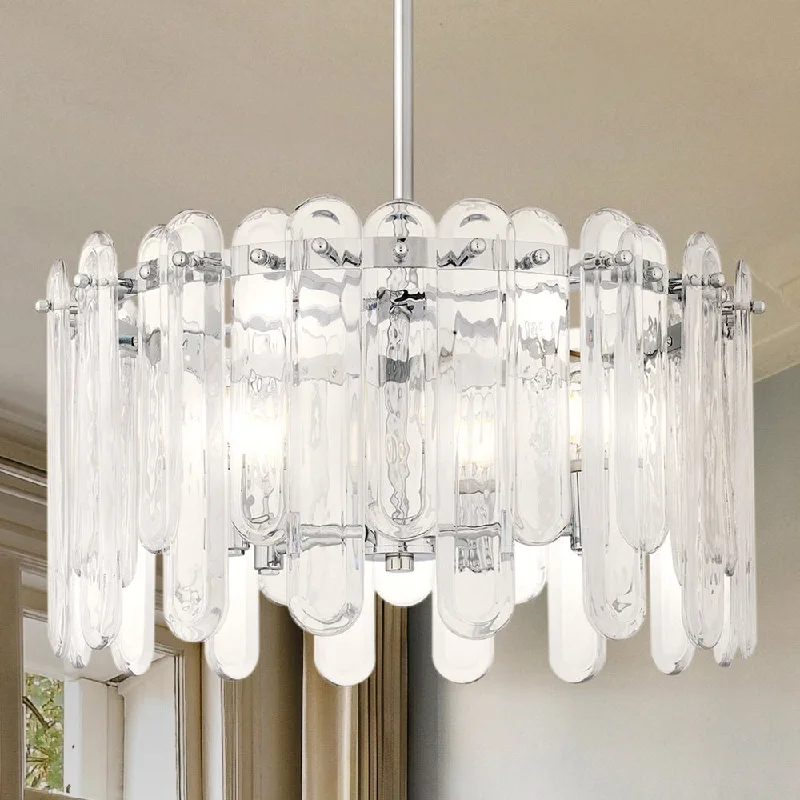 Crystal Ceiling Lights with High - Quality Swarovski CrystalsCrystal Ceiling Lights with High - Quality Swarovski CrystalsUQL5900 Posh Indoor Pendant, 11.5''H x 20.25''W x 20.25''D, Polished Chrome Finish, Marlow Collection
