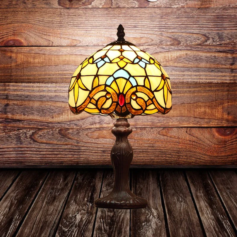 fabric table lamps with a linen shade for a relaxed and breathable lookfabric table lamps with a linen shade for a relaxed and breathable lookBaroque Dark Coffee Domed Table Lamp with Spikelet-Pattern Stained Glass