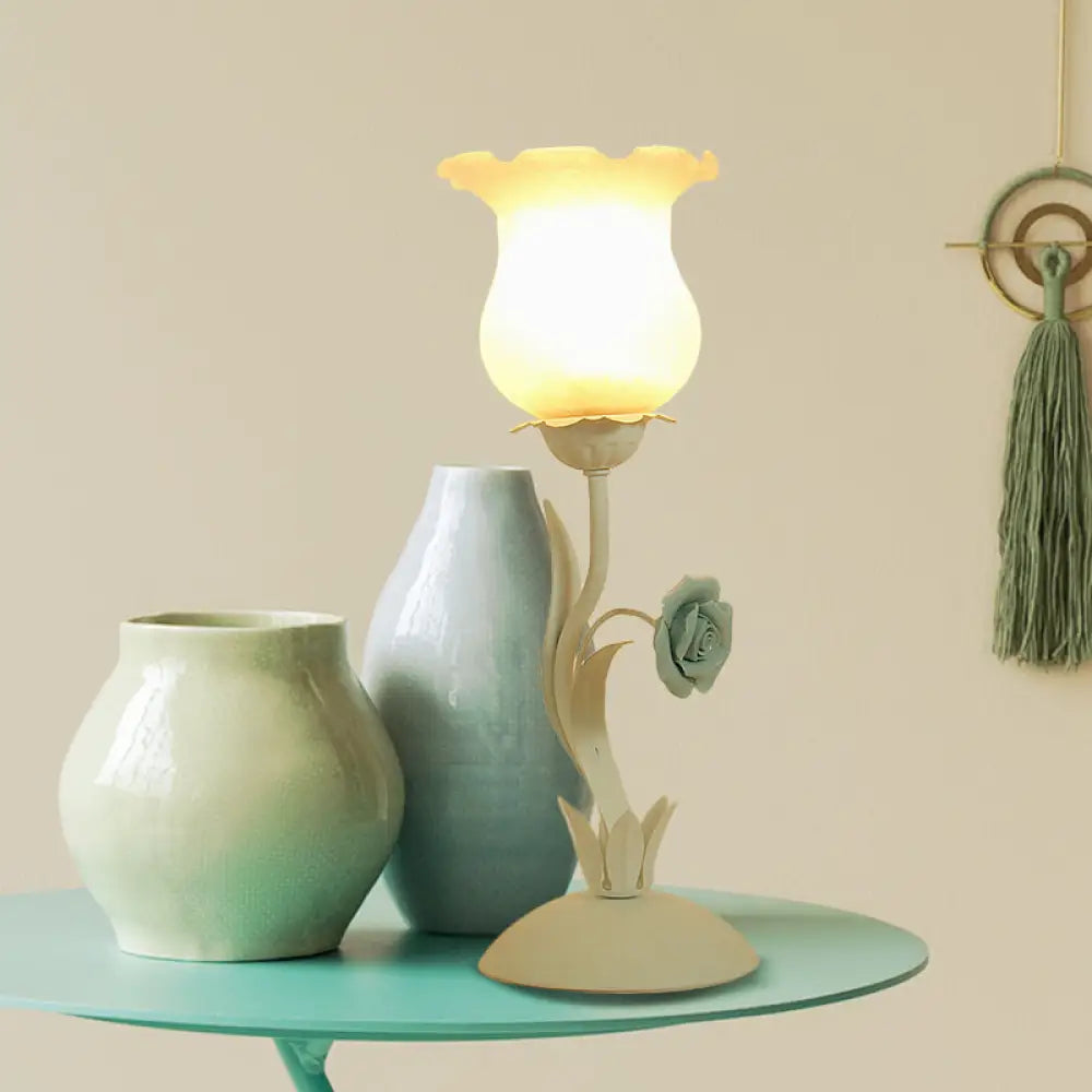 coastal style table lamps with nautical elements for beach housescoastal style table lamps with nautical elements for beach housesPastoral Style 1-Bulb Frosted Glass Nightstand Light in Pink/Blue Rose Design for Bedroom Table