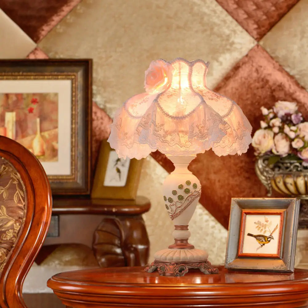 mid century modern table lamps with iconic designs for a stylish studymid century modern table lamps with iconic designs for a stylish studyPastoral Beige Table Lamp: Elegant 1-Bulb Night Light with Vase Resin Base and Lace Trim