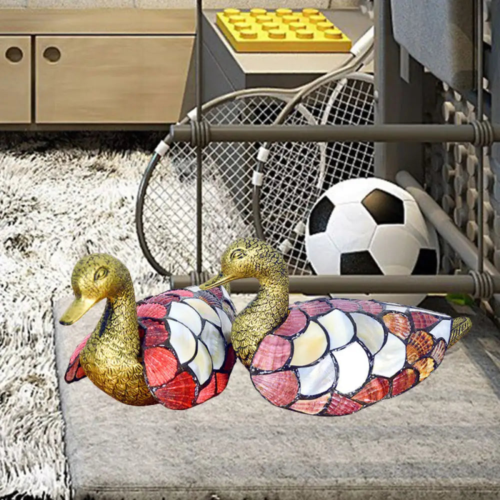 bohemian table lamps with colorful patterns for eclectic bedroomsbohemian table lamps with colorful patterns for eclectic bedroomsPair of Tiffany Creative Brass Shell Nightstand Lamps with Mandarin Duck Design