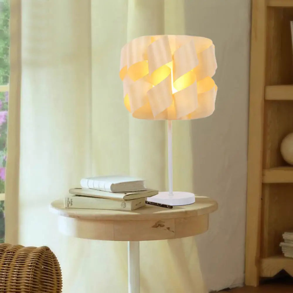 wooden table lamps with natural grain for a warm and organic feelwooden table lamps with natural grain for a warm and organic feelSmall Japanese Wood Desk Lamp in Beige - Twist Task Lighting for Living Room