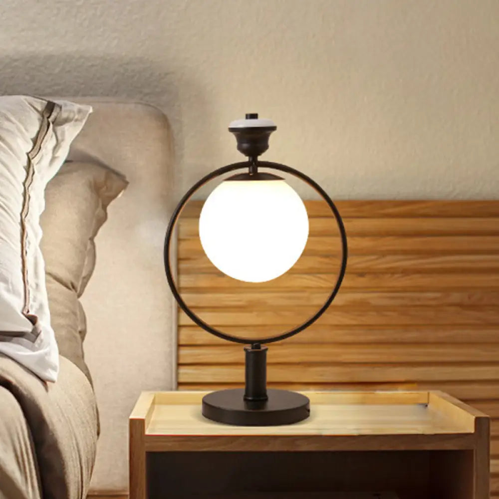 industrial style table lamps with exposed bulbs for loft apartmentsindustrial style table lamps with exposed bulbs for loft apartmentsModern Black Bedside Table Lamp with Global Milky Glass Shade