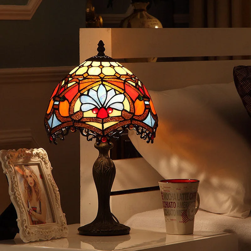 metal table lamps with a matte black finish for a sleek appearancemetal table lamps with a matte black finish for a sleek appearanceDark Brown Tiffany Style Living Room Table Lamp with Painted Parrot Cut Glass Shade