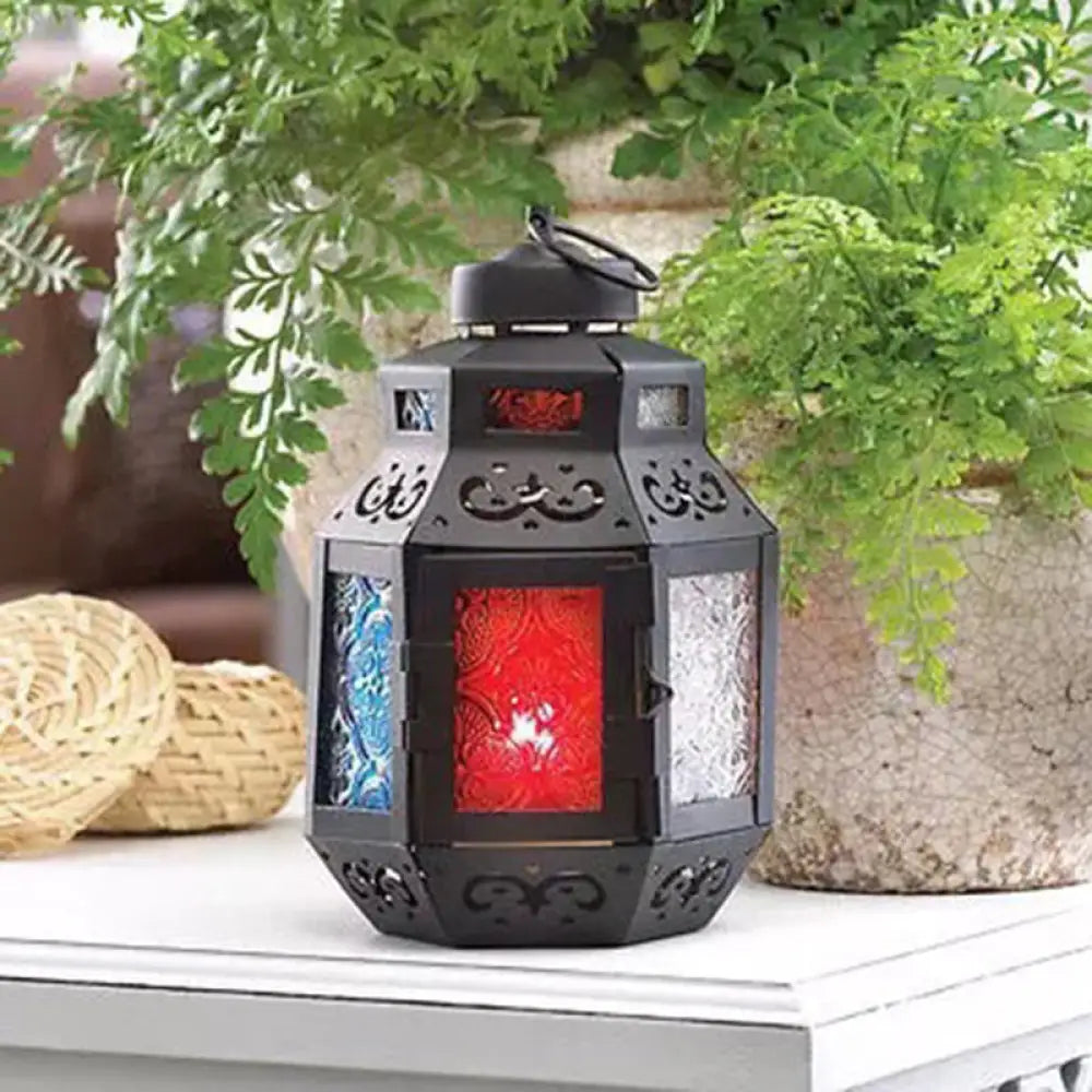 coastal style table lamps with nautical elements for beach housescoastal style table lamps with nautical elements for beach housesTurkish Style Black Metal Desk Lamp with Colorful Textured Glass Shade