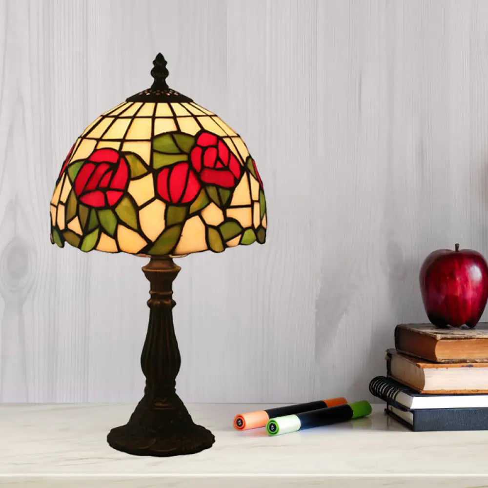 industrial style table lamps with exposed bulbs for loft apartmentsindustrial style table lamps with exposed bulbs for loft apartments1-Light Baroque Style Stained Art Glass Nightstand Light with Bloom Pattern in Red/Pink for Bedroom