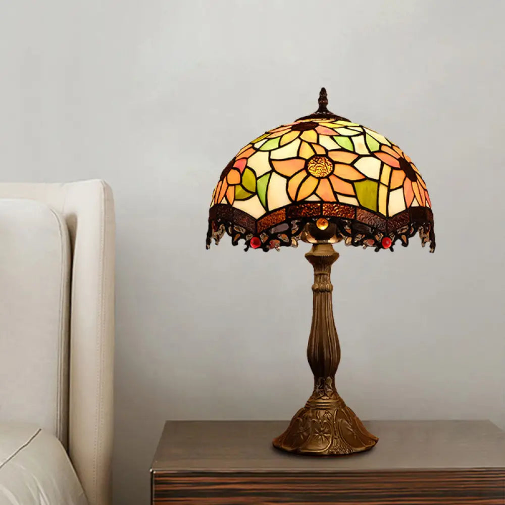 art deco table lamps with geometric shapes for a retro touchart deco table lamps with geometric shapes for a retro touchBaroque Bronze Stained Art Glass Nightstand Light for Bedroom - Scalloped 1-Light Floral Patterned Night Lamp