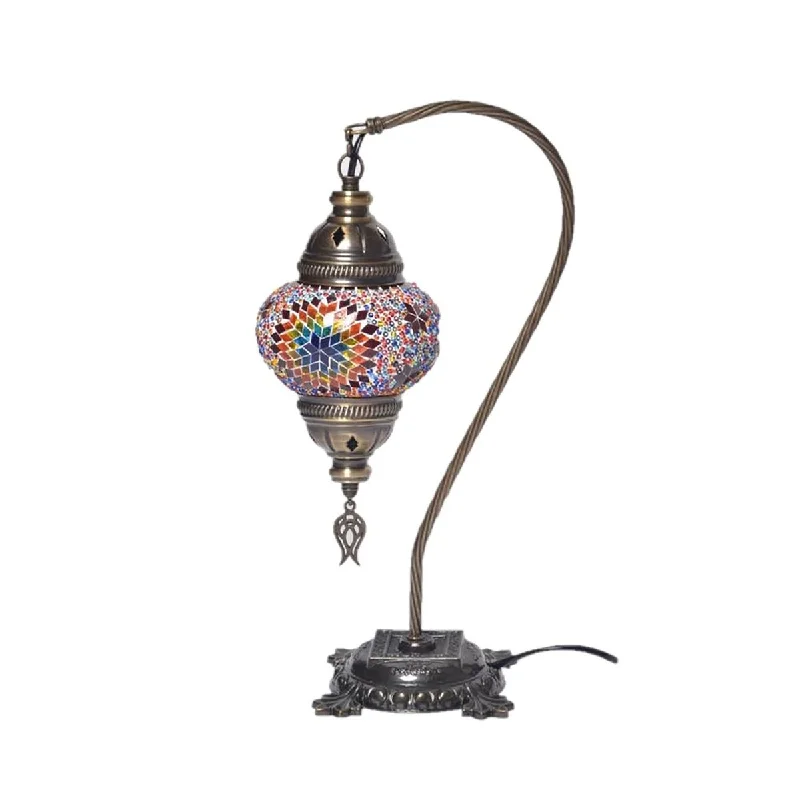 crystal table lamps with dazzling prisms for a glamorous effectcrystal table lamps with dazzling prisms for a glamorous effect18 in. Handmade Swan Neck Multicolor Star Mosaic Glass Table Lamp with Brass Color Metal Base