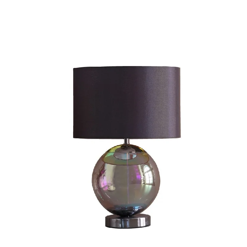 asian inspired table lamps with bamboo accents for a zen atmosphereasian inspired table lamps with bamboo accents for a zen atmosphere19" Iridescent Glass Globe Table Lamp With Gray Classic Drum Shade - 7.5X5X18.75