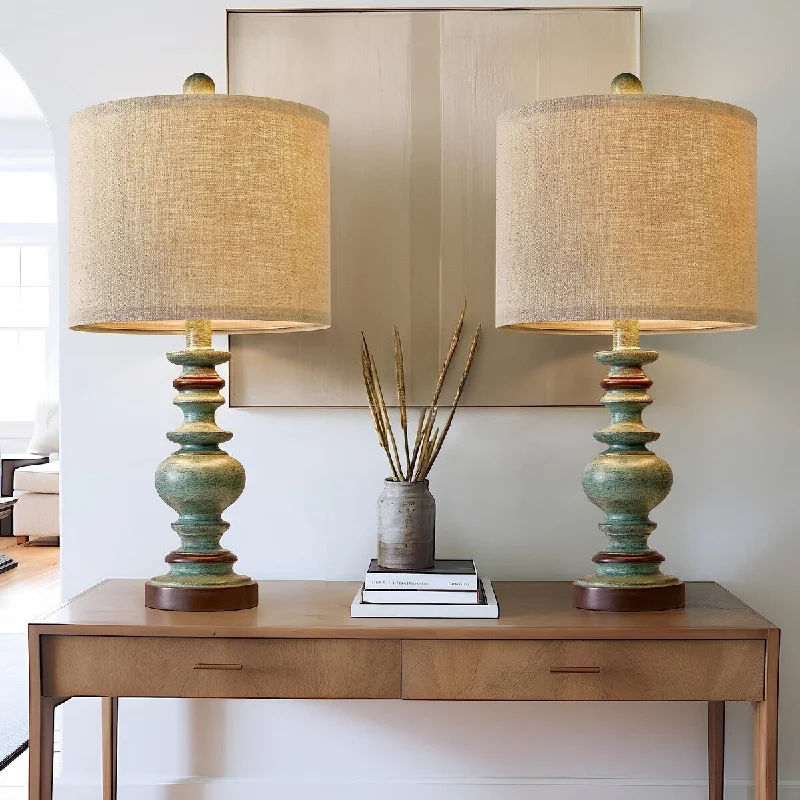 leather table lamps with a distressed texture for a rugged charmleather table lamps with a distressed texture for a rugged charm20" Farmhouse Lamps for Bedrooms Set of 2, Retro Side Table Lamps Bedside Lamp for Side Nightstand Living Room(Green)