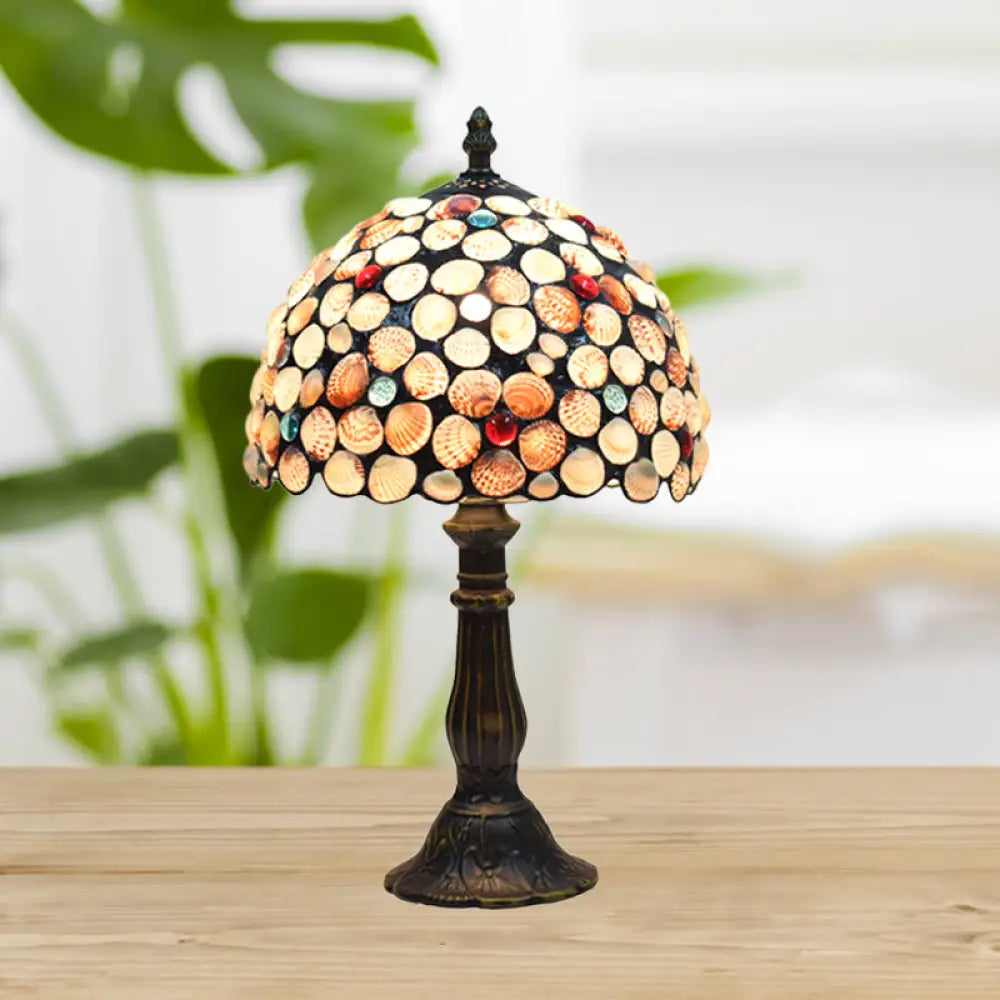 wooden table lamps with natural grain for a warm and organic feelwooden table lamps with natural grain for a warm and organic feel8"/12" Wide Tiffany Style Bronze Shell Nightstand Lamp with Bowl-Shaped Design for Bedroom