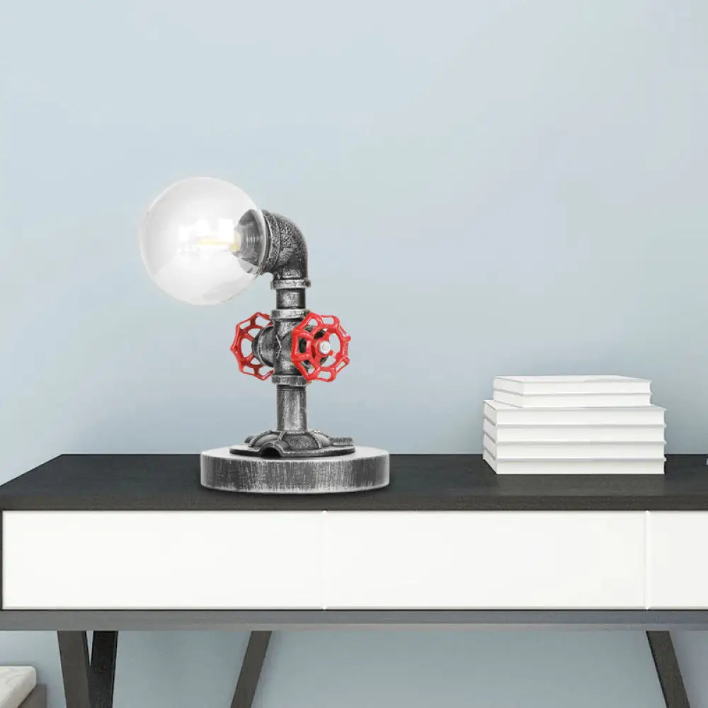 ceramic table lamps with hand painted designs for an artistic touchceramic table lamps with hand painted designs for an artistic touchVintage Single Light Reading Lamp with Antique Silver/Bronze Finish, Clear/Amber Glass Globe Shade for Industrial Task Lighting