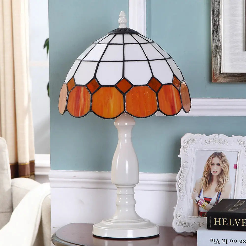 mid century modern table lamps with iconic designs for a stylish studymid century modern table lamps with iconic designs for a stylish studyBaroque Gridded Dome Shade Orange-White Stained Glass Night Light