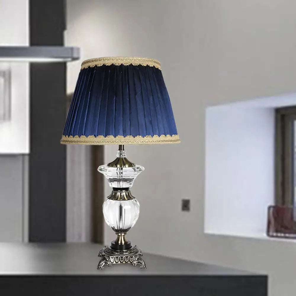 gothic style table lamps with dark finishes for a mysterious lookgothic style table lamps with dark finishes for a mysterious lookBlue Barrel Crystal Nightstand Lamp with Braided Trim - Lodge Bedroom Table Light