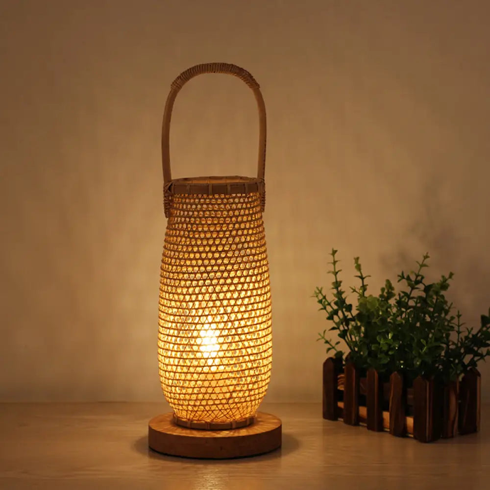 wooden table lamps with natural grain for a warm and organic feelwooden table lamps with natural grain for a warm and organic feelJapanese Bamboo Basket Desk Lamp with Circle Wood Base - Beige, 1 Head Task Lighting