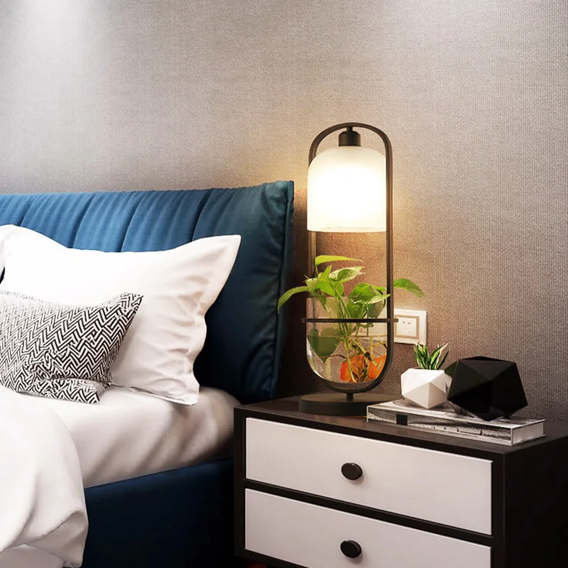 crystal table lamps with dazzling prisms for a glamorous effectcrystal table lamps with dazzling prisms for a glamorous effectIndustrial Metal LED Nightstand Lamp with Plant Container - Black Oval Design for Living Room