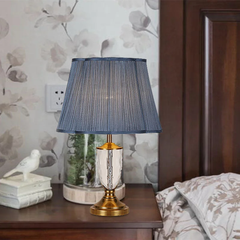 asian inspired table lamps with bamboo accents for a zen atmosphereasian inspired table lamps with bamboo accents for a zen atmosphereBlue Crystal Nightstand Lamp with Pleated Shade - Rural Style Bedroom Table Light