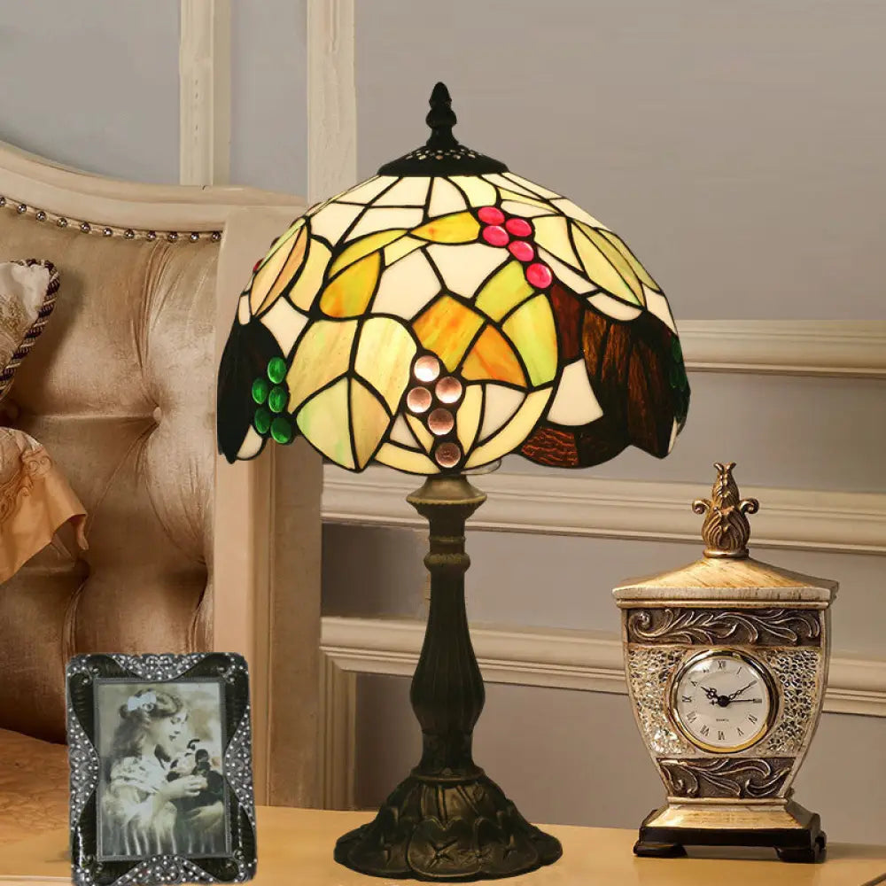 glass table lamps with a frosted surface for soft light diffusionglass table lamps with a frosted surface for soft light diffusionTiffany Style Stained Glass Desk Light with Bronze Leaf and Fruit Pattern - Bowl Shape, 1-Head Night Table Lamp