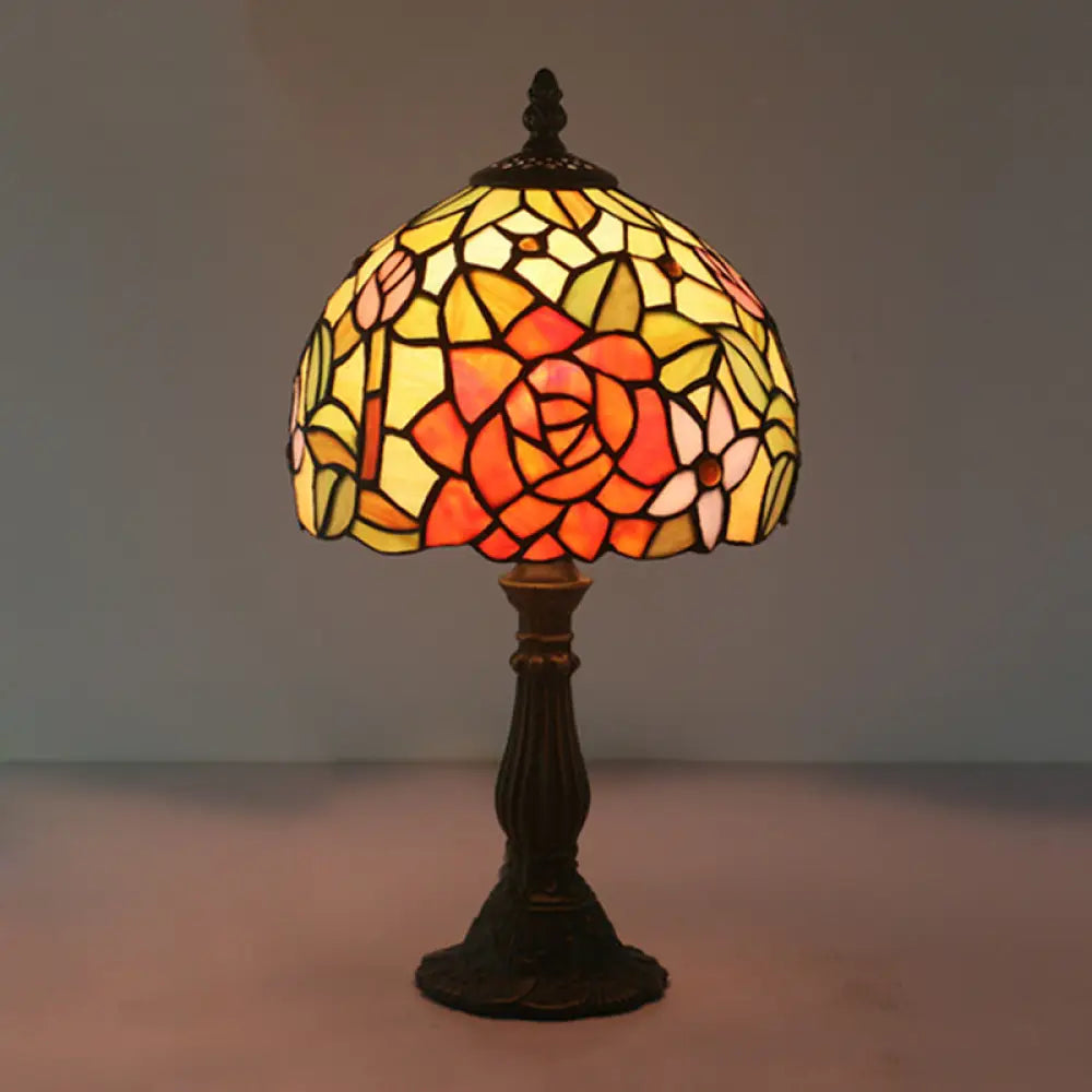 gothic style table lamps with dark finishes for a mysterious lookgothic style table lamps with dark finishes for a mysterious lookTiffany-Style Cut Glass Bronze 1-Head Night Table Light with Yellow/Orange/Purple Rose Patterned Dome Shade