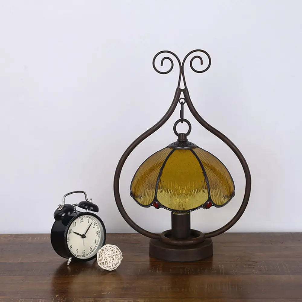 glass table lamps with a frosted surface for soft light diffusionglass table lamps with a frosted surface for soft light diffusionTiffany Glass Bronze Head Table Lamp - Amber Scallop-Edge Dome Night Light with Scroll Ring Arm
