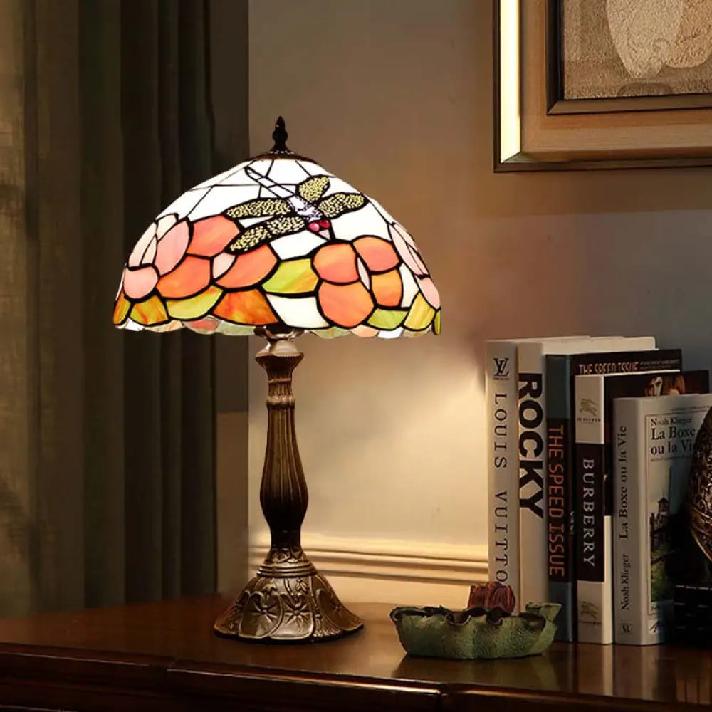 victorian style table lamps with ornate details for traditional homesvictorian style table lamps with ornate details for traditional homesBronze Tiffany Stained Art Glass Dome Table Night Light - Flower & Dragonfly Patterned - 1-Light