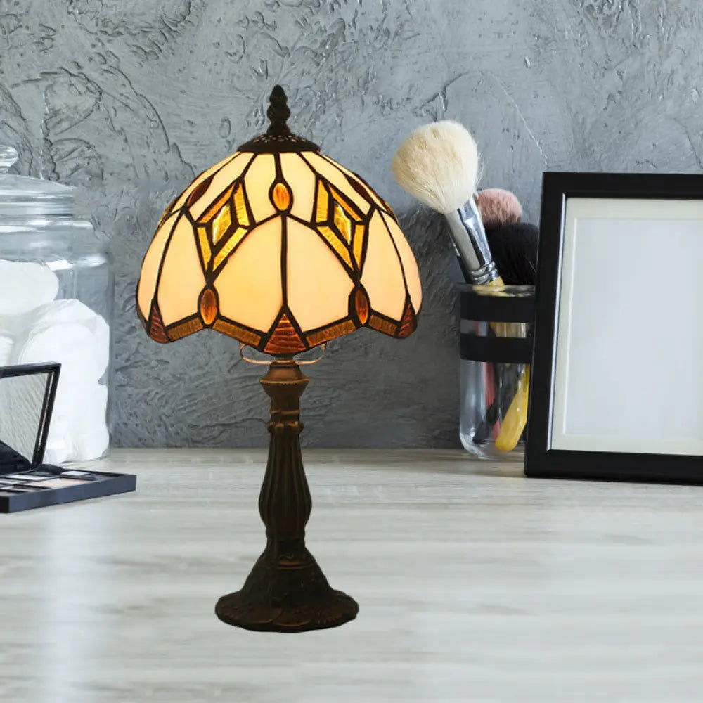 coastal style table lamps with nautical elements for beach housescoastal style table lamps with nautical elements for beach housesMediterranean Bronze Domed Desk Lamp with Beige Glass and Rhombus Patterned Night Light