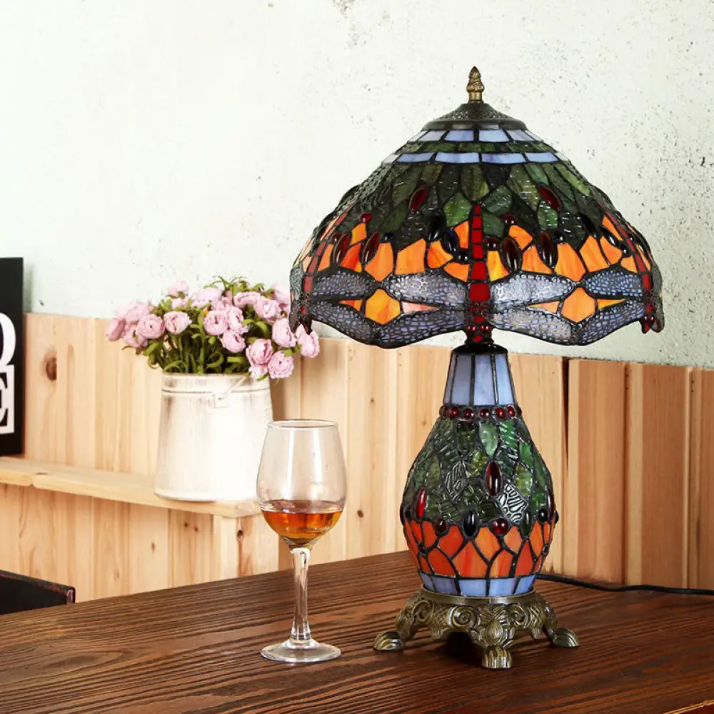 industrial style table lamps with exposed bulbs for loft apartmentsindustrial style table lamps with exposed bulbs for loft apartmentsBronze Baroque Art Glass Nightstand Lamp with Quadpod Stand - Tapered Table Lighting, 2 Lights