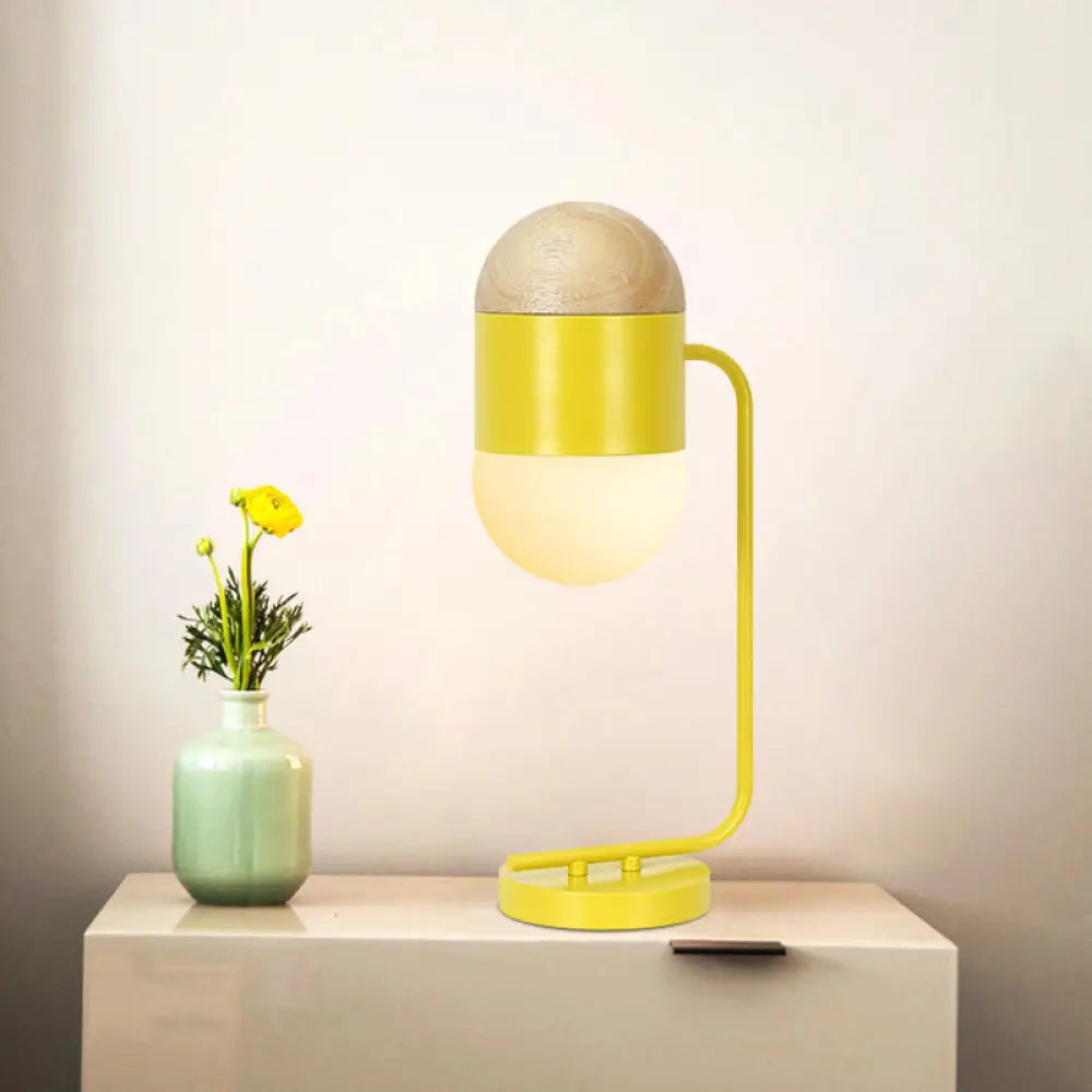 bohemian table lamps with colorful patterns for eclectic bedroomsbohemian table lamps with colorful patterns for eclectic bedroomsYellow and Wood Bedside Nightstand Lamp: Modern Metallic Capsule Night Light