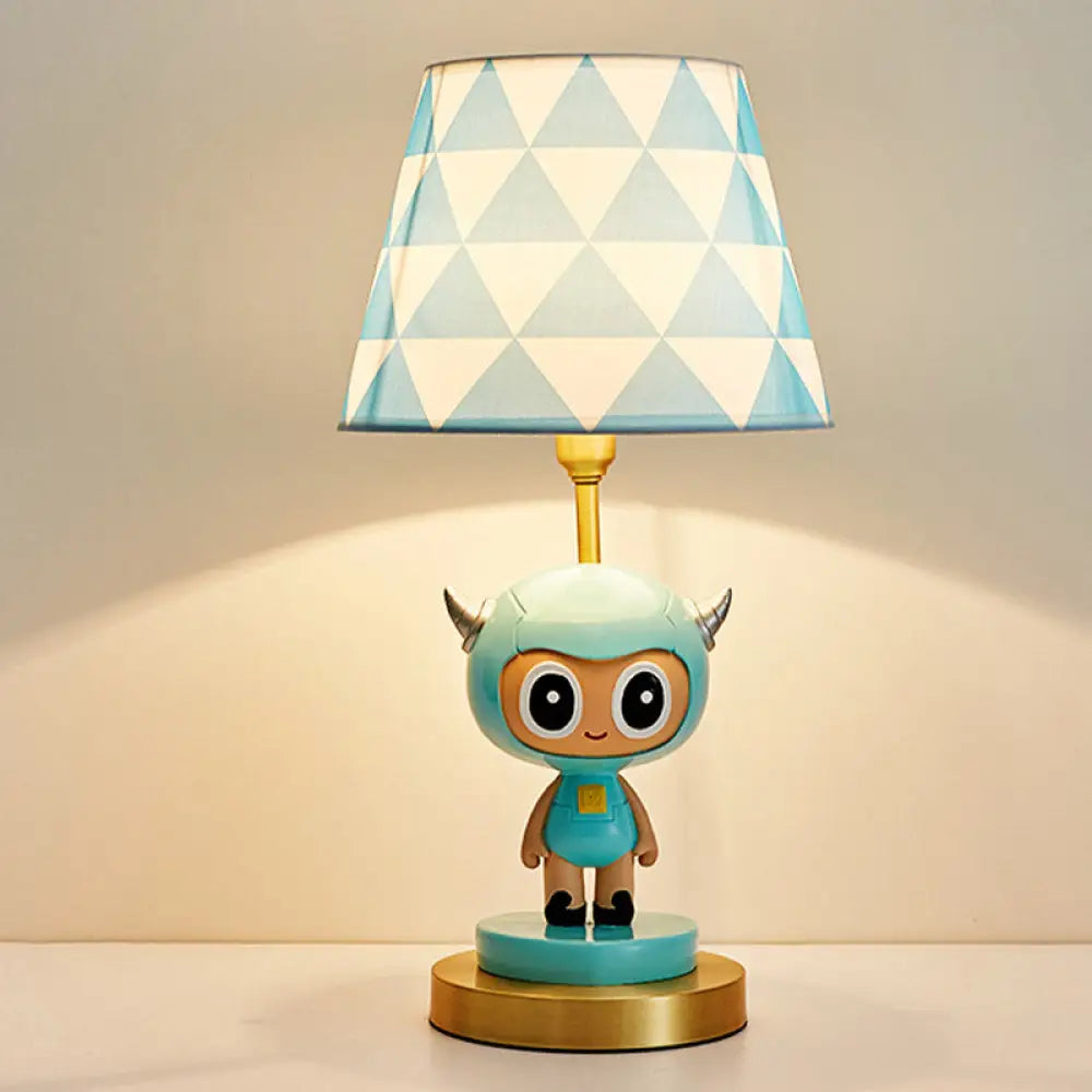 ceramic table lamps with hand painted designs for an artistic touchceramic table lamps with hand painted designs for an artistic touchCartoon Cow Boy Night Lamp with Triangle Print Shade in Pink/Blue - Resin Table Lighting