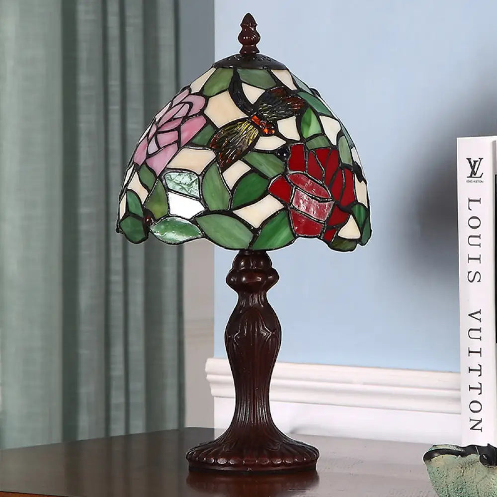 fabric table lamps with a linen shade for a relaxed and breathable lookfabric table lamps with a linen shade for a relaxed and breathable lookDark Brown Stained Glass Dragonfly and Rose Night Light Table Lamp