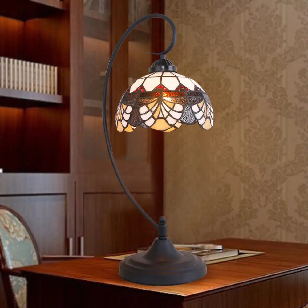 victorian style table lamps with ornate details for traditional homesvictorian style table lamps with ornate details for traditional homesVictorian Dome Shade Hand-cut Glass Table Light - 1-Light Black Finish Nightstand Lamp with Curved Arm