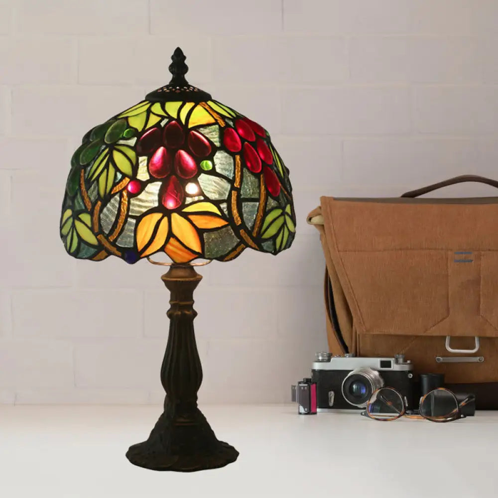 wooden table lamps with natural grain for a warm and organic feelwooden table lamps with natural grain for a warm and organic feelDome-Shaped Tiffany Nightstand Lamp with Grape Patterned Cut Glass - Yellow/Green 1 Head Night Light for Bedroom