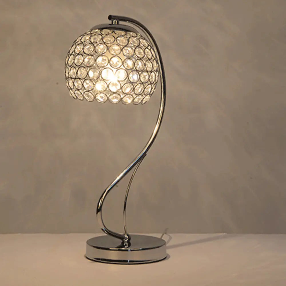 fabric table lamps with a linen shade for a relaxed and breathable lookfabric table lamps with a linen shade for a relaxed and breathable lookCrystal-Encrusted Chrome Nightstand Lamp - Modern Domed Table Light, 1 Bulb, Contemporary Design