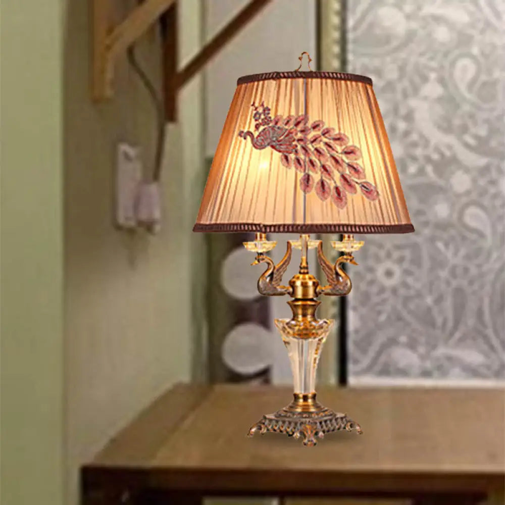 glass table lamps with a frosted surface for soft light diffusionglass table lamps with a frosted surface for soft light diffusionCrystal Nightstand Lamp with Empire Shade - Countryside 1 Light Table Light for Bedroom in Brown