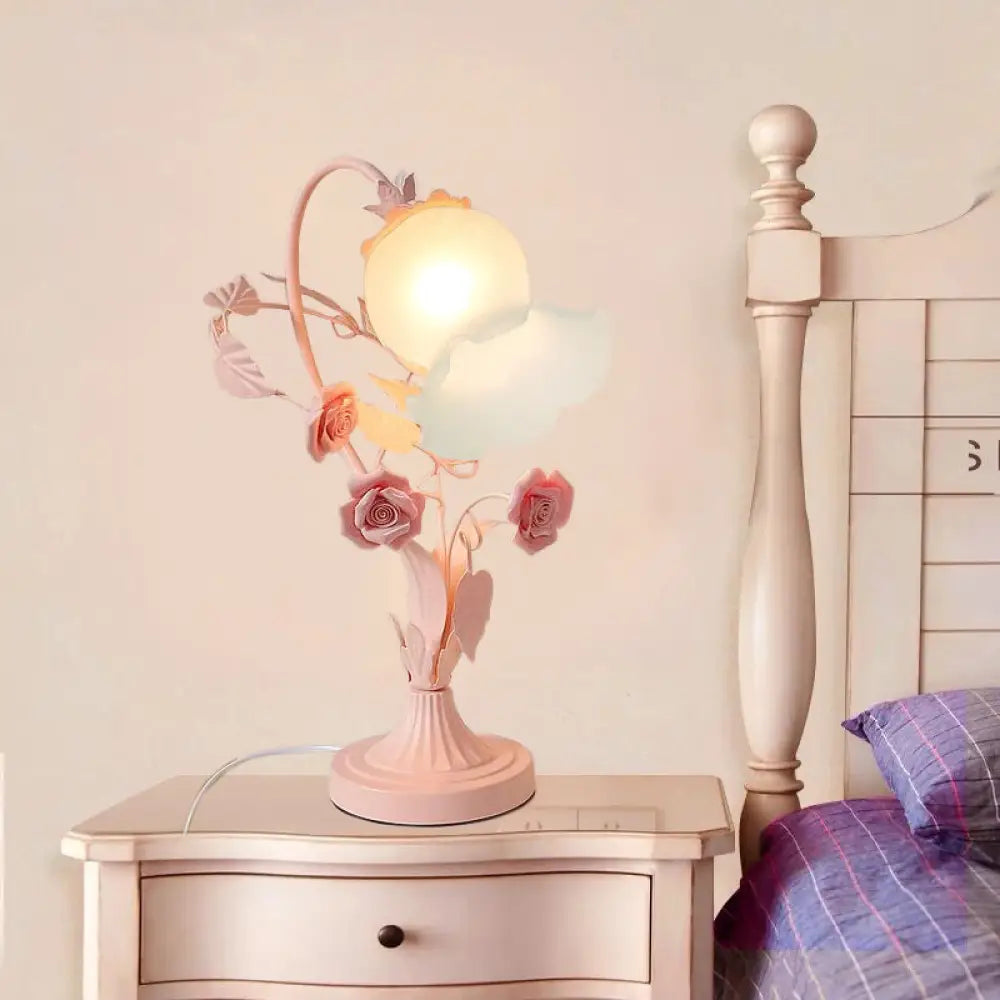 gothic style table lamps with dark finishes for a mysterious lookgothic style table lamps with dark finishes for a mysterious lookCountryside Opal Frosted Glass Pink Nightstand Lamp - Flower Bedroom Table Light