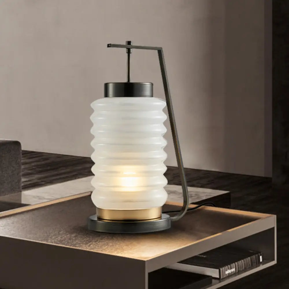 modern minimalist table lamps for contemporary living roomsmodern minimalist table lamps for contemporary living roomsFrosted Glass Lantern Nightstand Lamp - Contemporary 1 Head Reading Light in Black