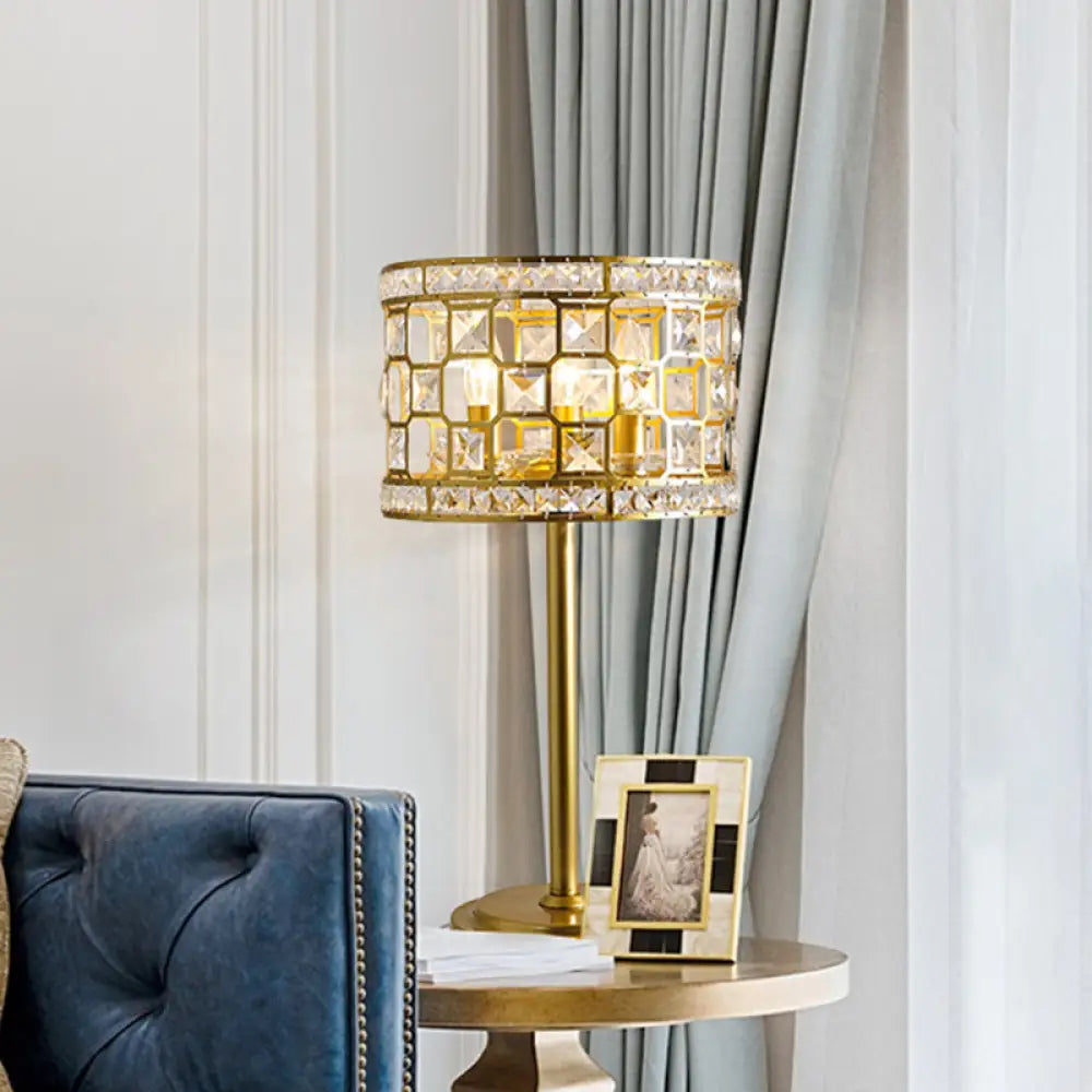 gothic style table lamps with dark finishes for a mysterious lookgothic style table lamps with dark finishes for a mysterious lookTraditional K9 Crystal Drum Table Lamp with Gold Hollowed Out Design - 3-Light Nightstand Light for Living Room