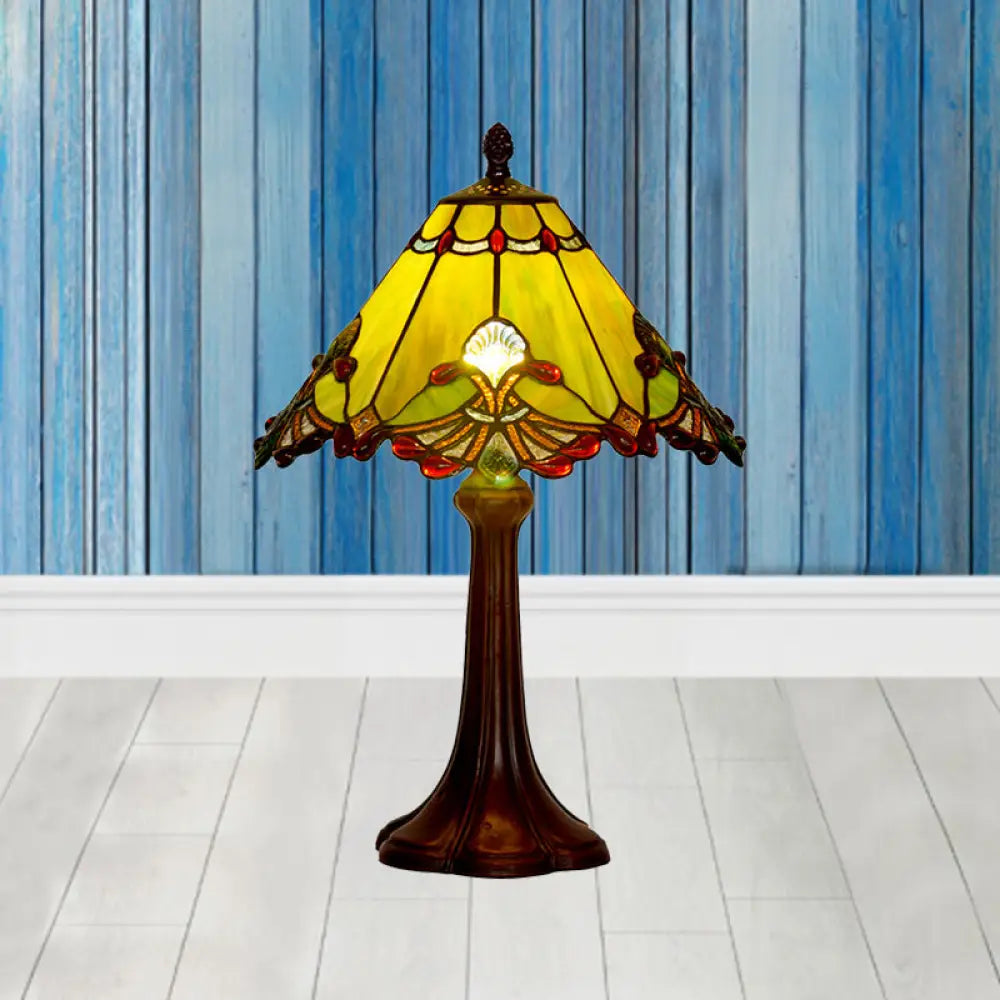 coastal style table lamps with nautical elements for beach housescoastal style table lamps with nautical elements for beach housesCraftsman Single Coffee Table Lamp - Green Glass Pyramidal Night Light with Jewels