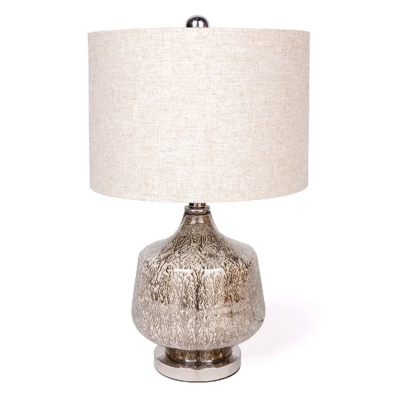 victorian style table lamps with ornate details for traditional homesvictorian style table lamps with ornate details for traditional homesHomeRoots 21" Silver Metallic Glass LED Table Lamp With Beige Drum Shade - 13