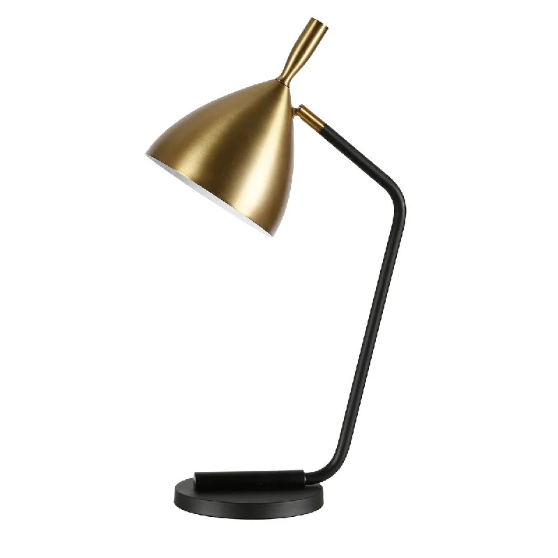 coastal style table lamps with nautical elements for beach housescoastal style table lamps with nautical elements for beach housesHomeRoots 23" Black Metal Desk Table Lamp With Gold Bowl Shade - 14