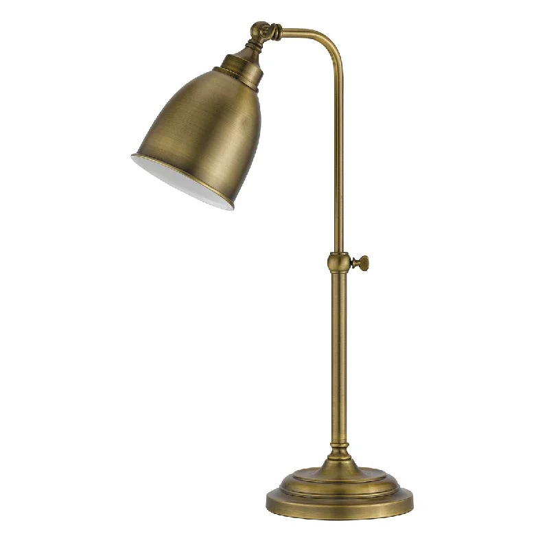 wooden table lamps with natural grain for a warm and organic feelwooden table lamps with natural grain for a warm and organic feelHomeRoots 25" Bronze Metal Adjustable Table Lamp With Antiqued Brass Dome Shade - 7