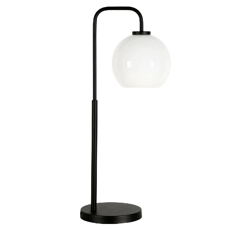 mid century modern table lamps with iconic designs for a stylish studymid century modern table lamps with iconic designs for a stylish studyHomeRoots 27" Black Metal Arched Table Lamp With White Globe Shade - 11