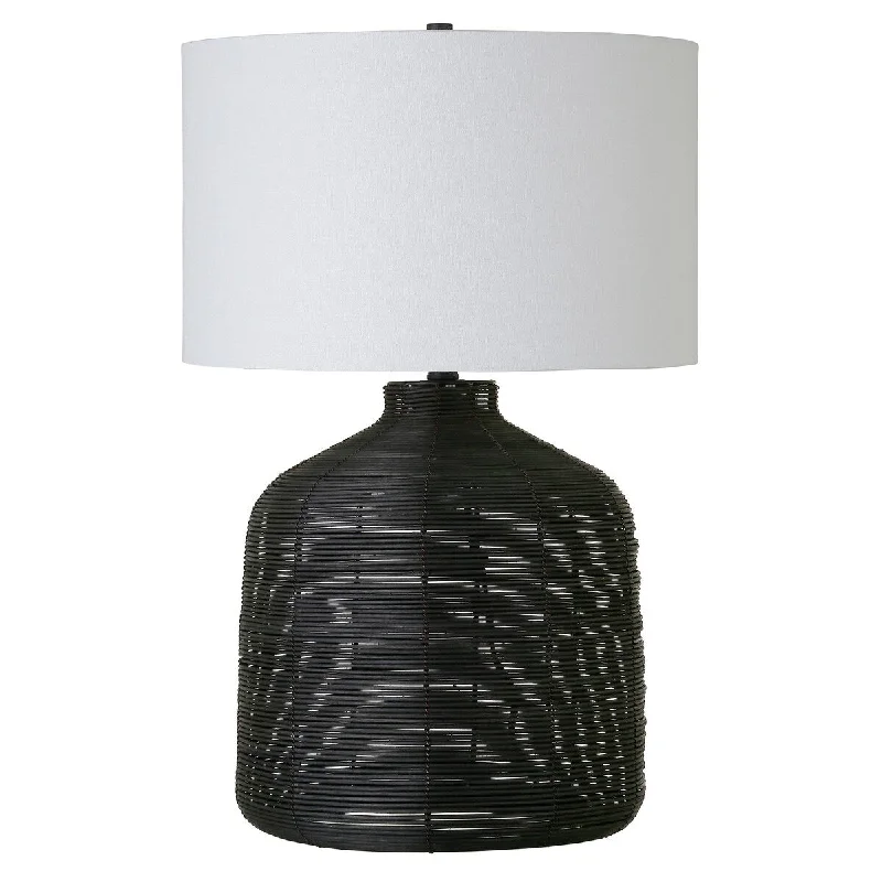 metal table lamps with a matte black finish for a sleek appearancemetal table lamps with a matte black finish for a sleek appearanceHomeRoots 27" Black Rattan Table Lamp With White Drum Shade - 17