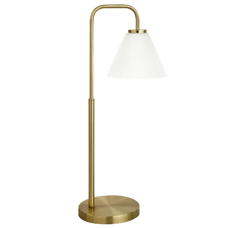 ceramic table lamps with hand painted designs for an artistic touchceramic table lamps with hand painted designs for an artistic touchHomeRoots 27" Brass Metal Arched Table Lamp With White Cone Shade - 11